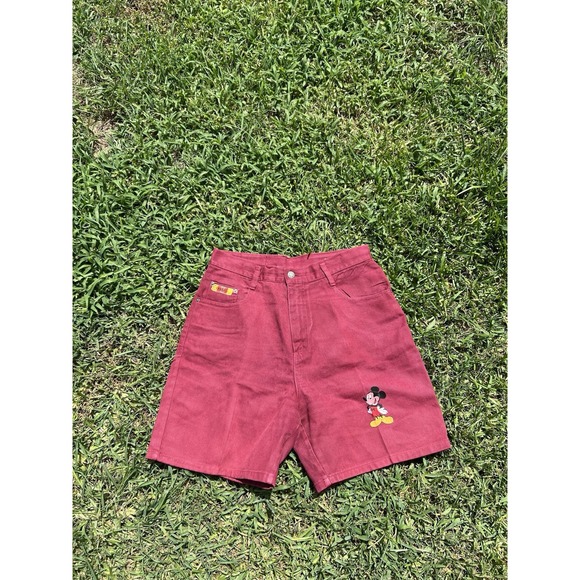 Vintage Cest Toi 90's Red Denim Jean Mickey Mouse Shorts Women's Size XL - Picture 1 of 7